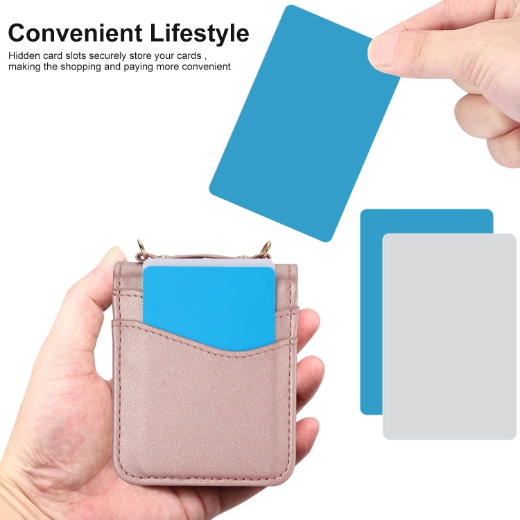 For Motorola Razr 40 Dual Card Slots Folding Phone Case(Rose Gold) by buy2fix