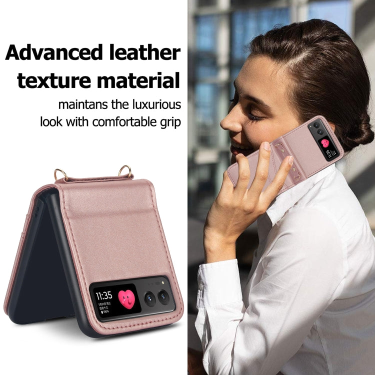 For Motorola Razr 40 Dual Card Slots Folding Phone Case(Rose Gold) by buy2fix