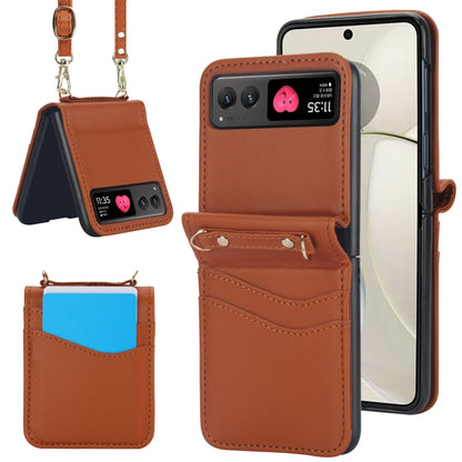 For Motorola Razr 40 Dual Card Slots Folding Phone Case(Brown) by buy2fix