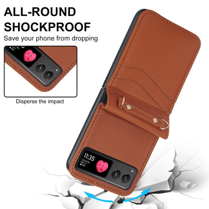 For Motorola Razr 40 Dual Card Slots Folding Phone Case(Brown) by buy2fix