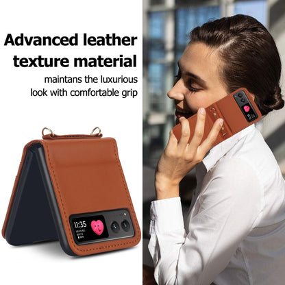 For Motorola Razr 40 Dual Card Slots Folding Phone Case(Brown) by buy2fix