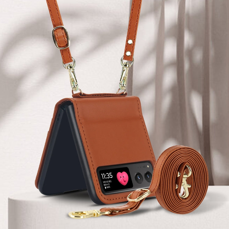 For Motorola Razr 40 Dual Card Slots Folding Phone Case(Brown) by buy2fix