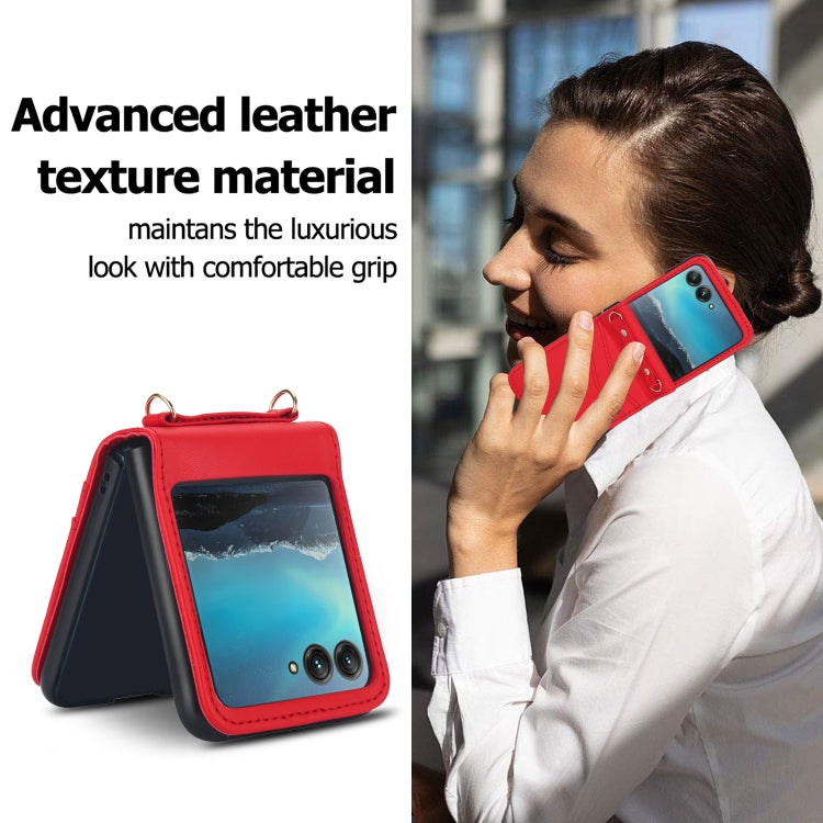 For Motorola Razr 40 Ultra Dual Card Slots Folding Phone Case(Red) by buy2fix