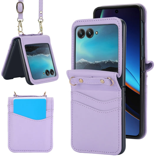 For Motorola Razr 40 Ultra Dual Card Slots Folding Phone Case(Purple) by buy2fix