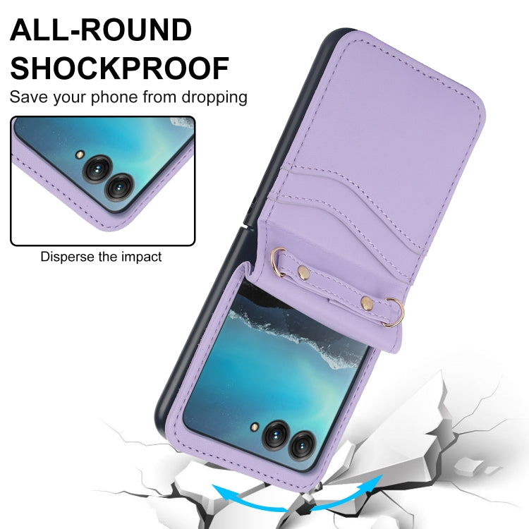 For Motorola Razr 40 Ultra Dual Card Slots Folding Phone Case(Purple) by buy2fix