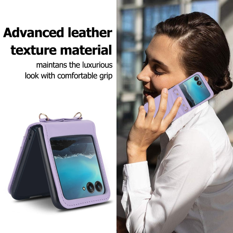 For Motorola Razr 40 Ultra Dual Card Slots Folding Phone Case(Purple) by buy2fix