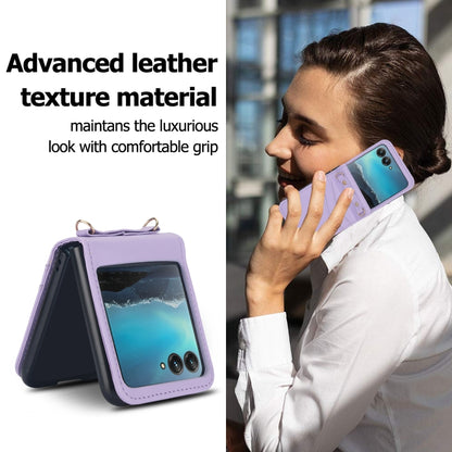 For Motorola Razr 40 Ultra Dual Card Slots Folding Phone Case(Purple) by buy2fix