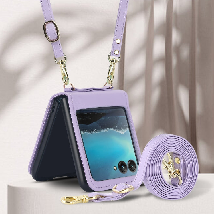 For Motorola Razr 40 Ultra Dual Card Slots Folding Phone Case(Purple) by buy2fix