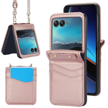 For Motorola Razr 40 Ultra Dual Card Slots Folding Phone Case(Rose Gold) by buy2fix