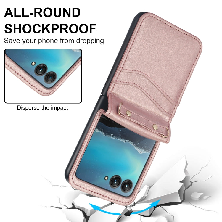 For Motorola Razr 40 Ultra Dual Card Slots Folding Phone Case(Rose Gold) by buy2fix