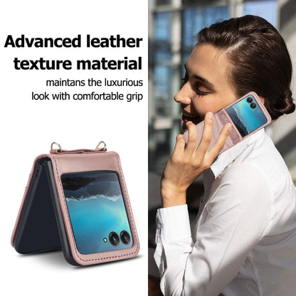 For Motorola Razr 40 Ultra Dual Card Slots Folding Phone Case(Rose Gold) by buy2fix