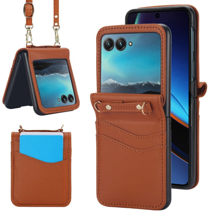 For Motorola Razr 40 Ultra Dual Card Slots Folding Phone Case(Brown) by buy2fix