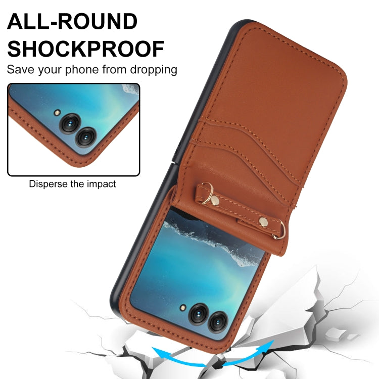 For Motorola Razr 40 Ultra Dual Card Slots Folding Phone Case(Brown) by buy2fix