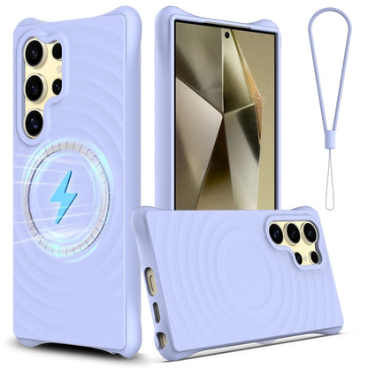 For Samsung Galaxy S25 Ultra 5G Wave Texture MagSafe Magnetic Liquid Silicone Phone Case(Purple) by buy2fix
