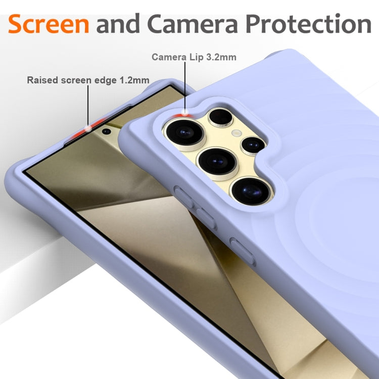 For Samsung Galaxy S25 Ultra 5G Wave Texture MagSafe Magnetic Liquid Silicone Phone Case(Purple) by buy2fix
