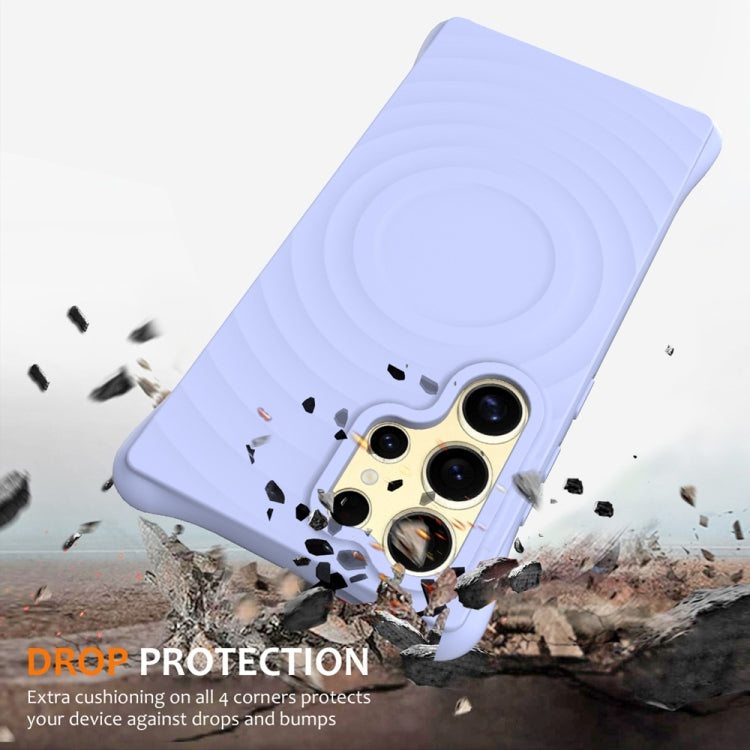 For Samsung Galaxy S25 Ultra 5G Wave Texture MagSafe Magnetic Liquid Silicone Phone Case(Purple) by buy2fix