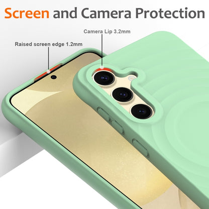 For Samsung Galaxy S25+ 5G Wave Texture MagSafe Magnetic Liquid Silicone Phone Case(Green) by buy2fix