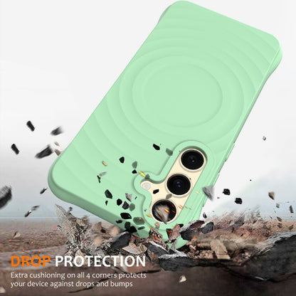 For Samsung Galaxy S25+ 5G Wave Texture MagSafe Magnetic Liquid Silicone Phone Case(Green) by buy2fix