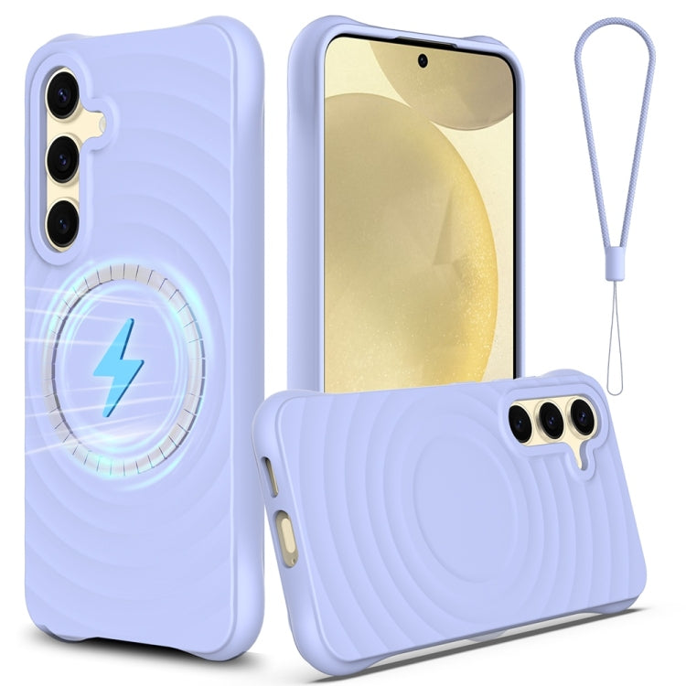 For Samsung Galaxy S25+ 5G Wave Texture MagSafe Magnetic Liquid Silicone Phone Case(Purple) by buy2fix