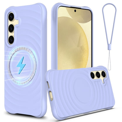 For Samsung Galaxy S25+ 5G Wave Texture MagSafe Magnetic Liquid Silicone Phone Case(Purple) by buy2fix