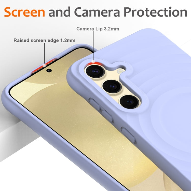 For Samsung Galaxy S25+ 5G Wave Texture MagSafe Magnetic Liquid Silicone Phone Case(Purple) by buy2fix