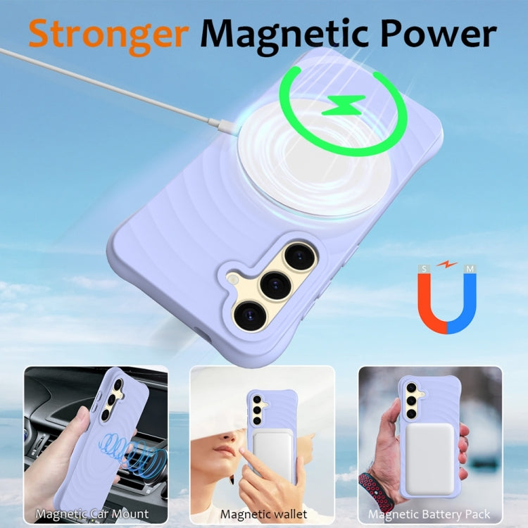 For Samsung Galaxy S25+ 5G Wave Texture MagSafe Magnetic Liquid Silicone Phone Case(Purple) by buy2fix