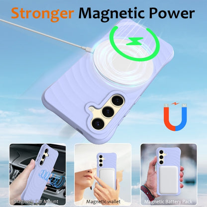 For Samsung Galaxy S25+ 5G Wave Texture MagSafe Magnetic Liquid Silicone Phone Case(Purple) by buy2fix