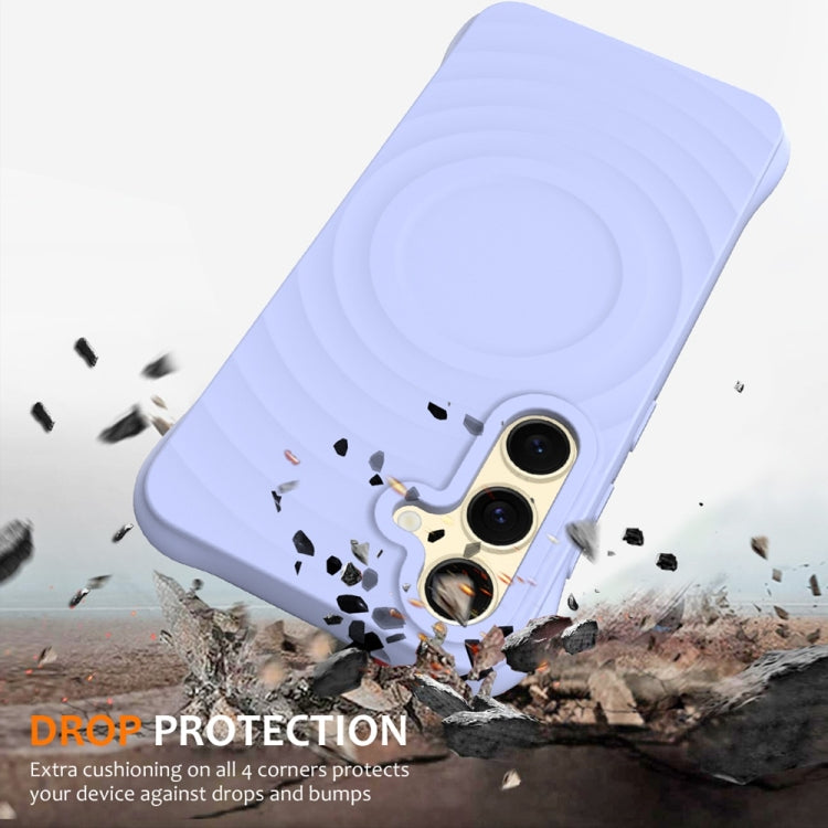For Samsung Galaxy S25+ 5G Wave Texture MagSafe Magnetic Liquid Silicone Phone Case(Purple) by buy2fix