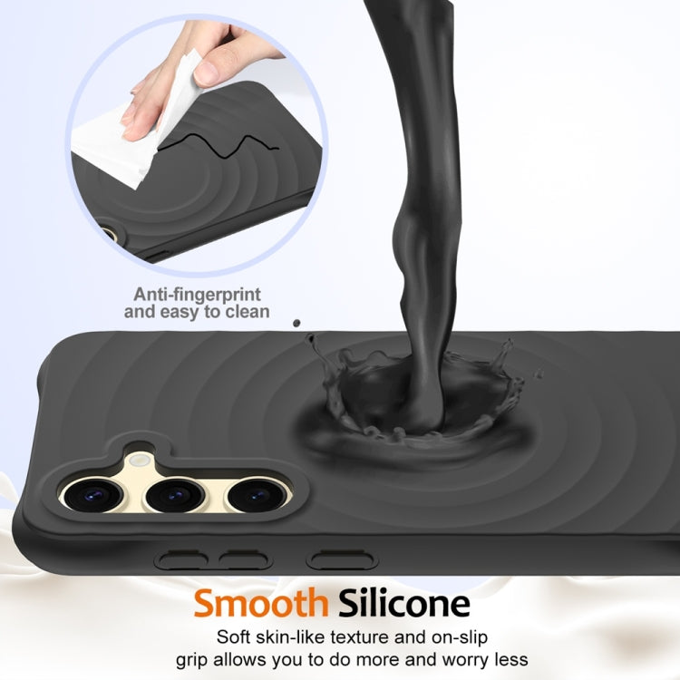 For Samsung Galaxy S25 5G Wave Texture MagSafe Magnetic Liquid Silicone Phone Case(Black) by buy2fix