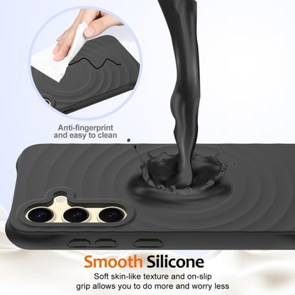 For Samsung Galaxy S25 5G Wave Texture MagSafe Magnetic Liquid Silicone Phone Case(Black) by buy2fix