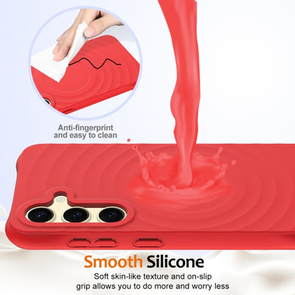 For Samsung Galaxy S25 5G Wave Texture MagSafe Magnetic Liquid Silicone Phone Case(Red) by buy2fix