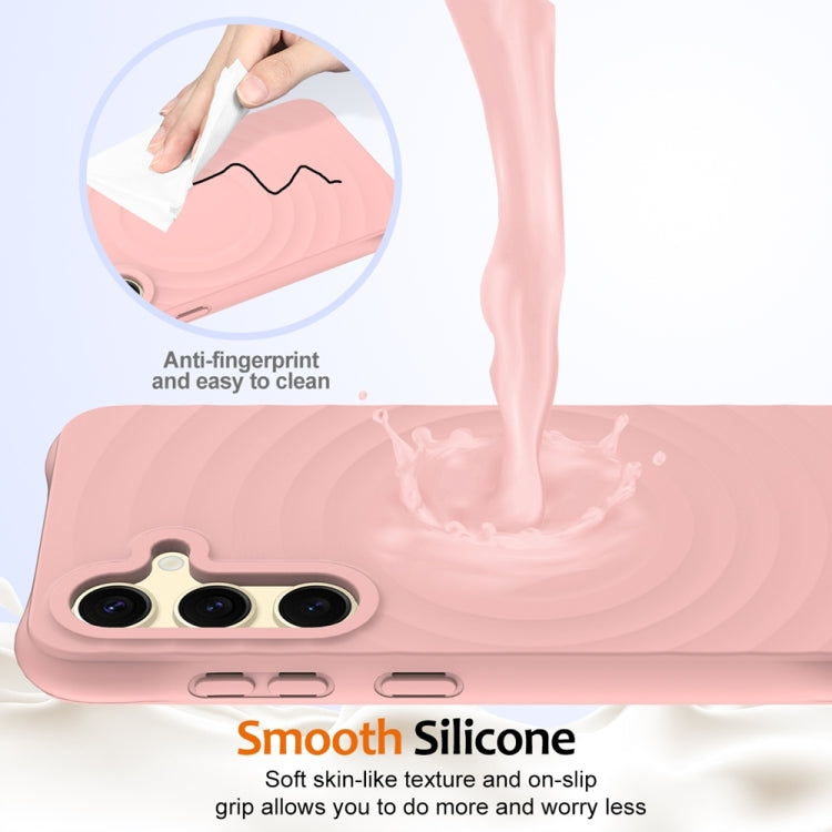 For Samsung Galaxy S25 5G Wave Texture MagSafe Magnetic Liquid Silicone Phone Case(Pink) by buy2fix