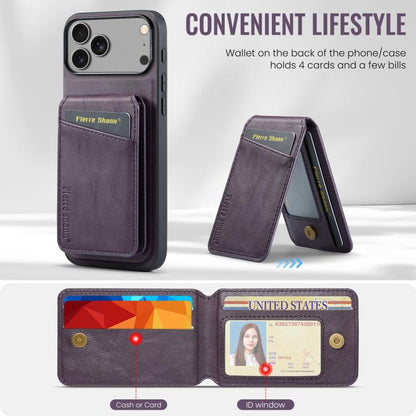 For iPhone 17 Pro Max Fierre Shann Cowhide Vertical Flip Magnetic Card Holder Phone Case(Purple) - iPhone 17 Pro Max Cases by FIERRE SHANN | Online Shopping UK | buy2fix