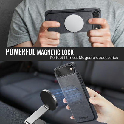 For iPhone Air Fierre Shann Cowhide Vertical Flip Magnetic Card Holder Phone Case(Black) - iPhone Air Cases by FIERRE SHANN | Online Shopping UK | buy2fix