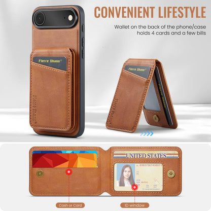 For iPhone Air Fierre Shann Cowhide Vertical Flip Magnetic Card Holder Phone Case(Brown) - iPhone Air Cases by FIERRE SHANN | Online Shopping UK | buy2fix