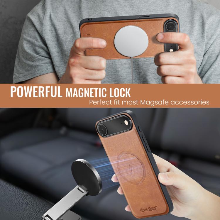 For iPhone Air Fierre Shann Cowhide Vertical Flip Magnetic Card Holder Phone Case(Brown) - iPhone Air Cases by FIERRE SHANN | Online Shopping UK | buy2fix