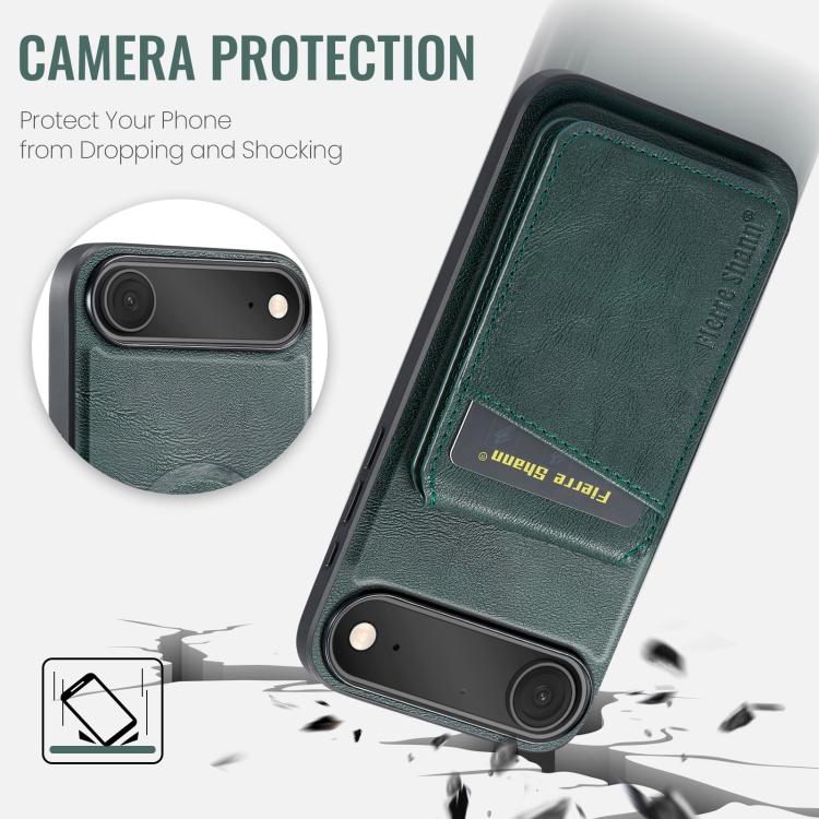 For iPhone 17 Air Fierre Shann Cowhide Vertical Flip Magnetic Card Holder Phone Case(Green) - iPhone 17 Air Cases by FIERRE SHANN | Online Shopping UK | buy2fix