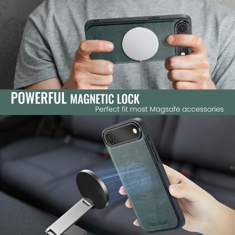 For iPhone 17 Air Fierre Shann Cowhide Vertical Flip Magnetic Card Holder Phone Case(Green) - iPhone 17 Air Cases by FIERRE SHANN | Online Shopping UK | buy2fix