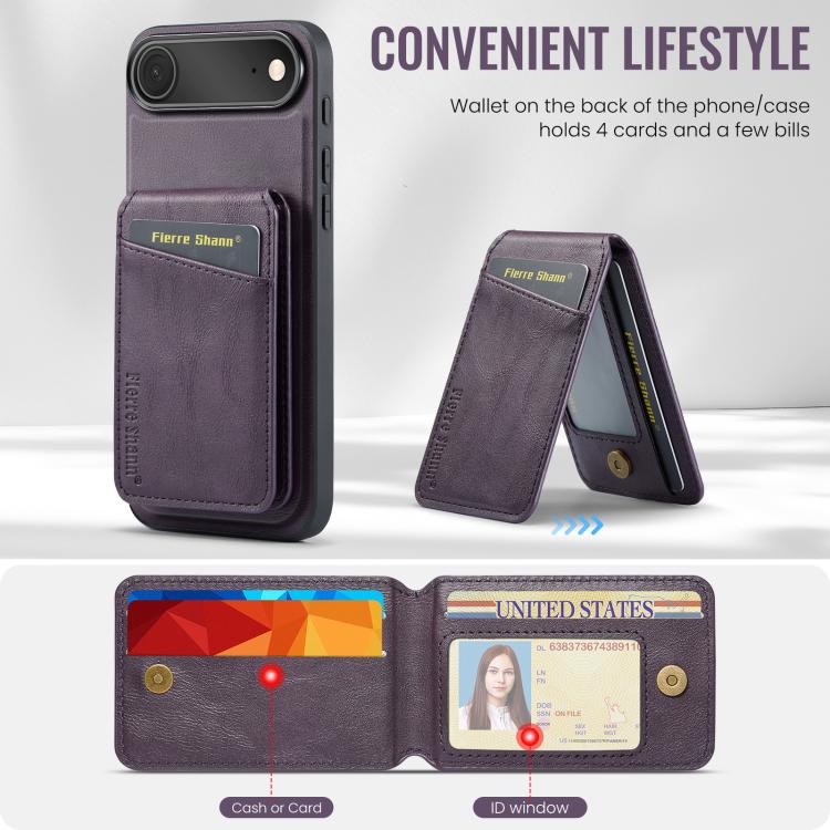 For iPhone 17 Air Fierre Shann Cowhide Vertical Flip Magnetic Card Holder Phone Case(Purple) - iPhone 17 Air Cases by FIERRE SHANN | Online Shopping UK | buy2fix