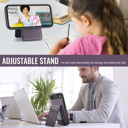 For iPhone 17 Air Fierre Shann Cowhide Vertical Flip Magnetic Card Holder Phone Case(Purple) - iPhone 17 Air Cases by FIERRE SHANN | Online Shopping UK | buy2fix