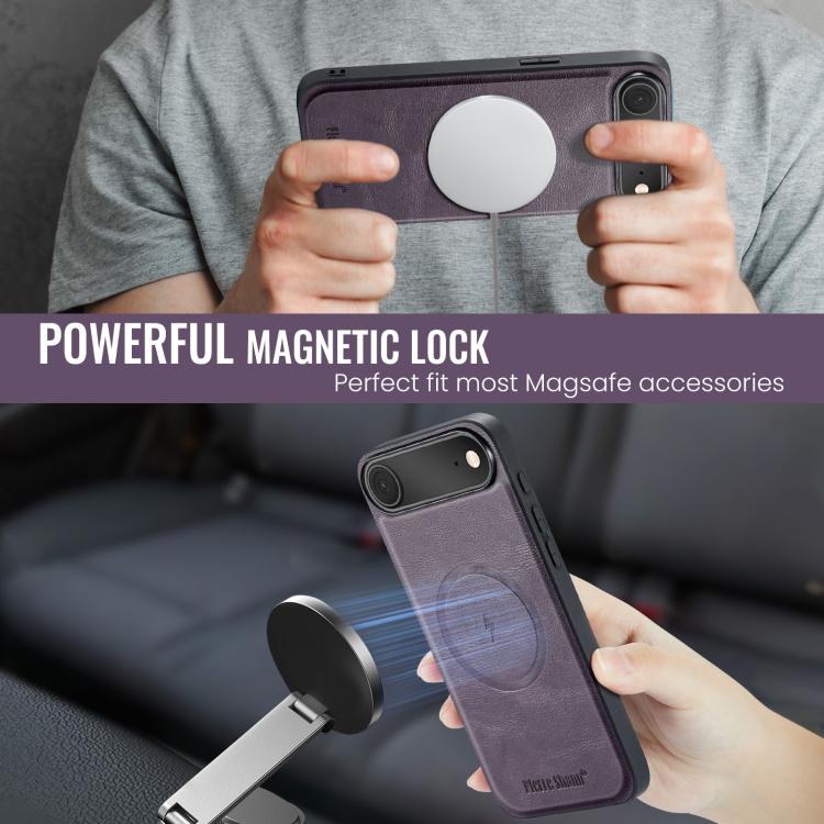 For iPhone 17 Air Fierre Shann Cowhide Vertical Flip Magnetic Card Holder Phone Case(Purple) - iPhone 17 Air Cases by FIERRE SHANN | Online Shopping UK | buy2fix