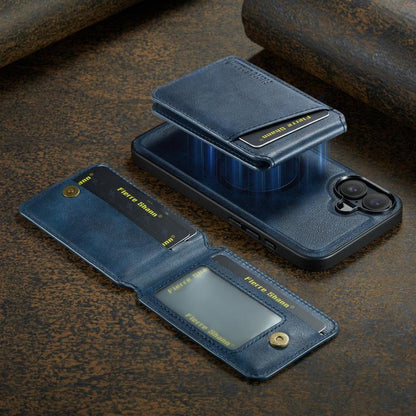 For iPhone 17 Fierre Shann Cowhide Vertical Flip Magnetic Card Holder Phone Case(Blue) - iPhone 17 Cases by FIERRE SHANN | Online Shopping UK | buy2fix
