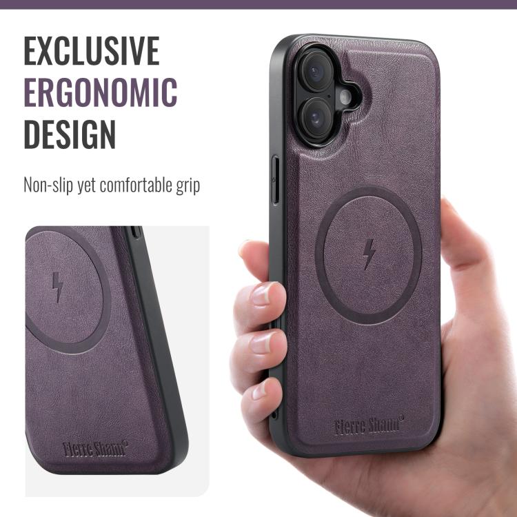 For iPhone 17 Fierre Shann Cowhide Vertical Flip Magnetic Card Holder Phone Case(Purple) - iPhone 17 Cases by FIERRE SHANN | Online Shopping UK | buy2fix