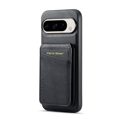 For Google Pixel 9 Pro Fierre Shann Cowhide Vertical Flip Magnetic Card Holder Phone Case(Black) - Google Cases by FIERRE SHANN | Online Shopping UK | buy2fix