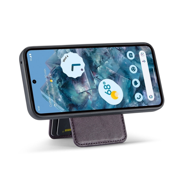 For Google Pixel 9 Fierre Shann Cowhide Vertical Flip Magnetic Card Holder Phone Case(Purple) by FIERRE SHANN