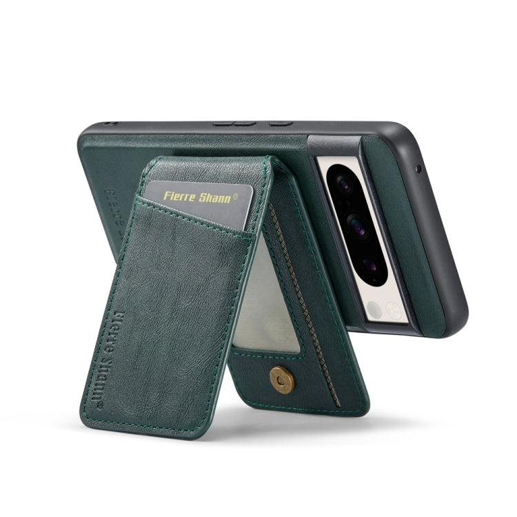For Google Pixel 7 Fierre Shann Cowhide Vertical Flip Magnetic Card Holder Phone Case(Green) - Google Cases by FIERRE SHANN | Online Shopping UK | buy2fix
