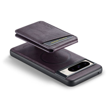 For Google Pixel 7a Fierre Shann Cowhide Vertical Flip Magnetic Card Holder Phone Case(Purple) - Google Cases by FIERRE SHANN | Online Shopping UK | buy2fix