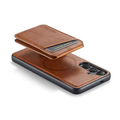 For Samsung Galaxy S24+ 5G Fierre Shann Cowhide Vertical Flip Magnetic Card Holder Phone Case(Brown) - Galaxy S24+ 5G Cases by FIERRE SHANN | Online Shopping UK | buy2fix