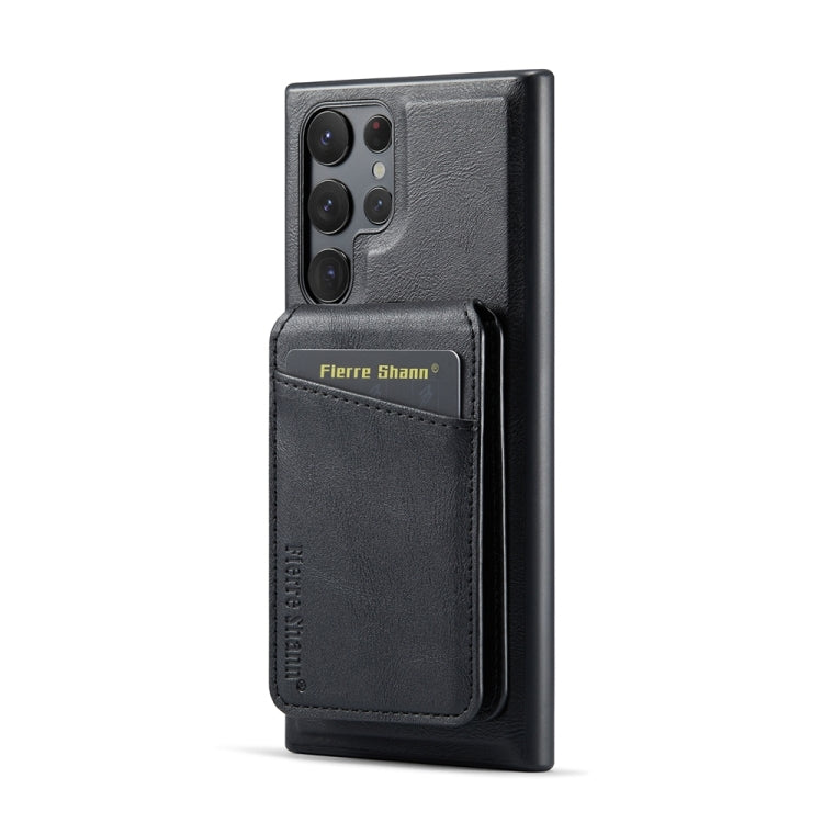 For Samsung Galaxy S22 Ultra 5G Fierre Shann Cowhide Vertical Flip Magnetic Card Holder Phone Case(Black) - Galaxy S22 Ultra 5G Cases by FIERRE SHANN | Online Shopping UK | buy2fix