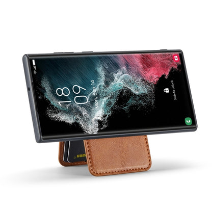 For Samsung Galaxy S22 Ultra 5G Fierre Shann Cowhide Vertical Flip Magnetic Card Holder Phone Case(Brown) - Galaxy S22 Ultra 5G Cases by FIERRE SHANN | Online Shopping UK | buy2fix